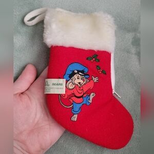 Vintage Sears McDonald's Red Mini Stocking with An American Tale Fievel Mouse